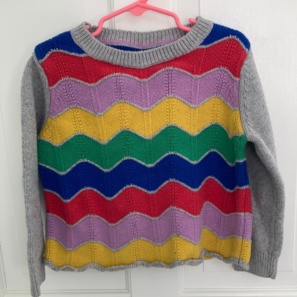 Mini Boden Rainbow Colored Striped Sweater 5-6y